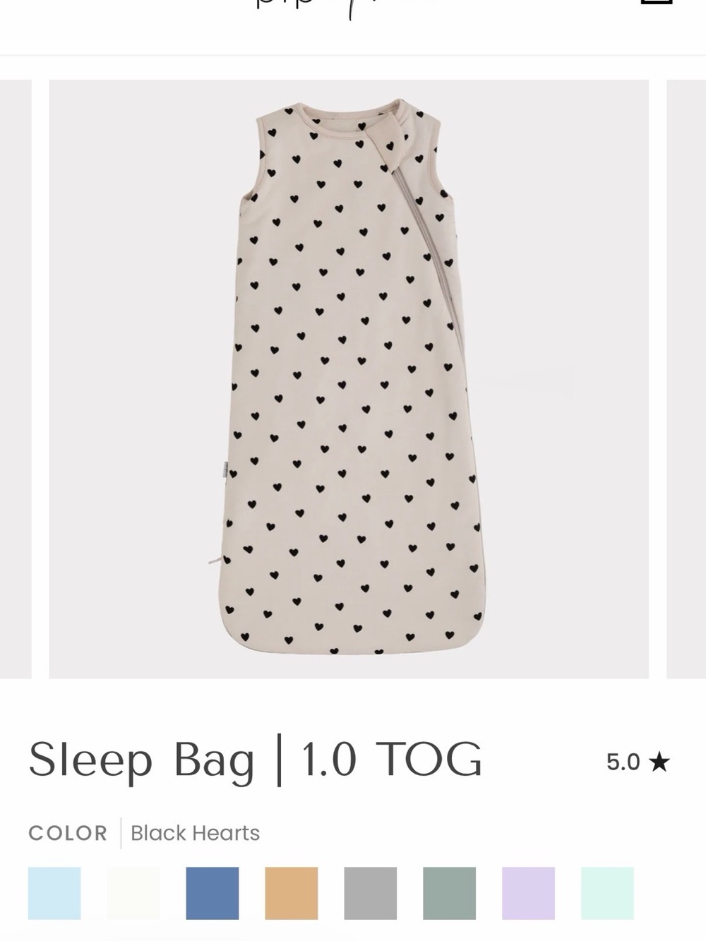 Pip + Phee Sleep Bag in Black Hearts - 1.0 TOG 6-18m